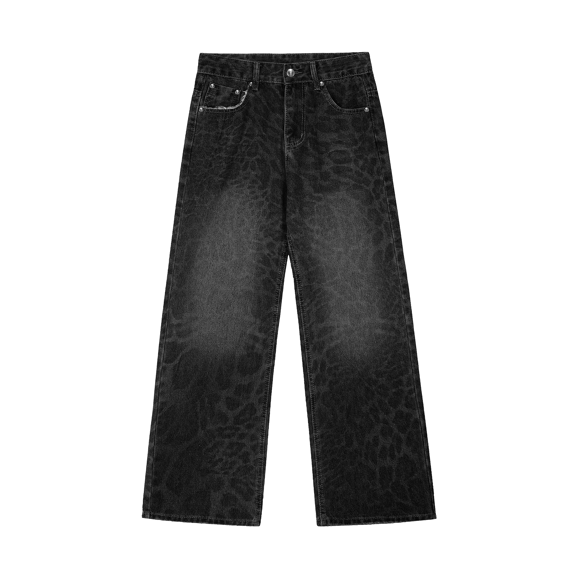 Black Leopard Denim Jeans