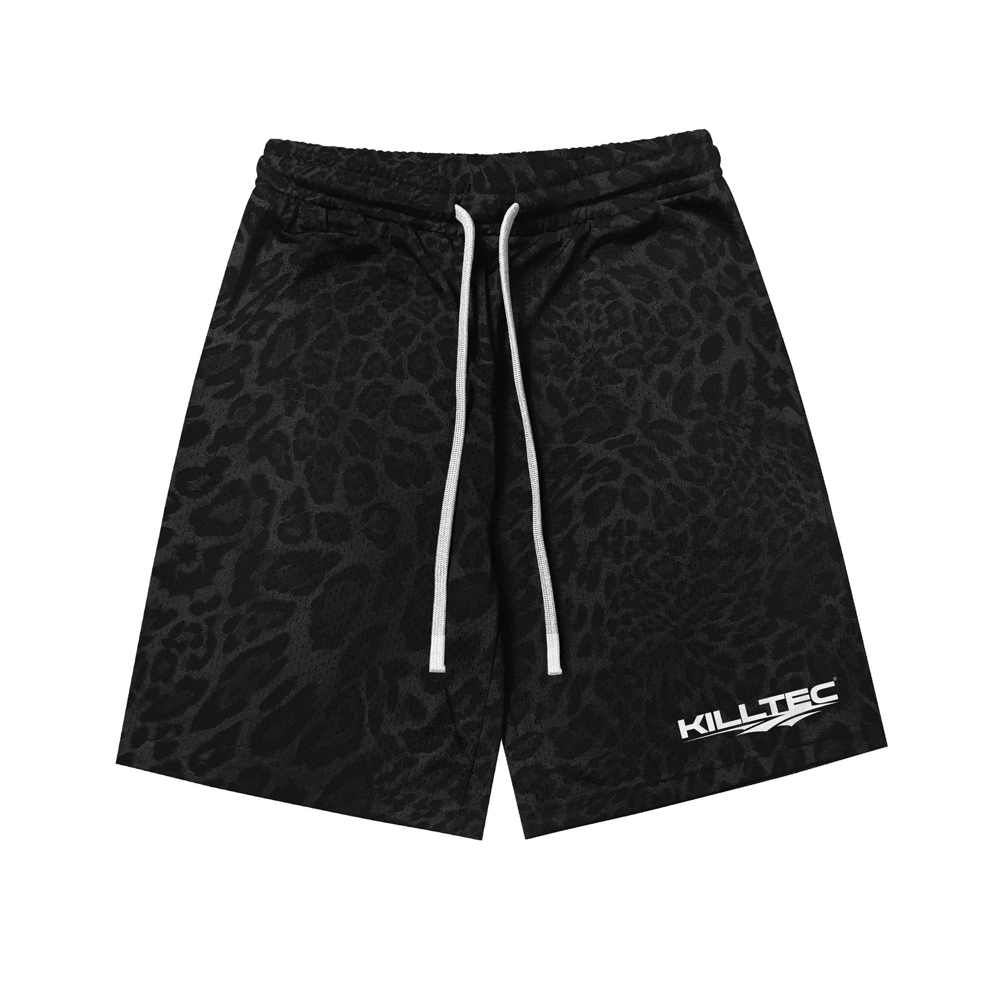 Black Leopard Mesh Shorts